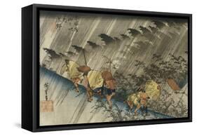 Driving Rain, Shono-Ando Hiroshige-Framed Stretched Canvas