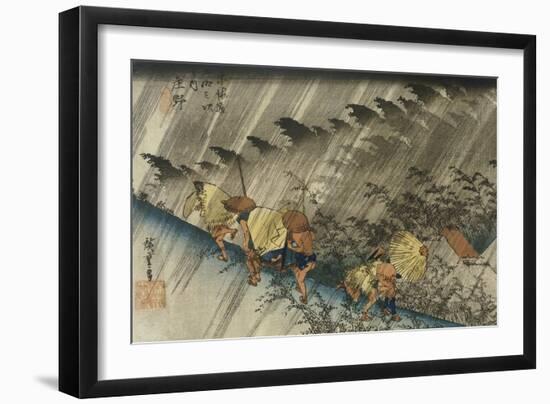 Driving Rain, Shono-Ando Hiroshige-Framed Giclee Print