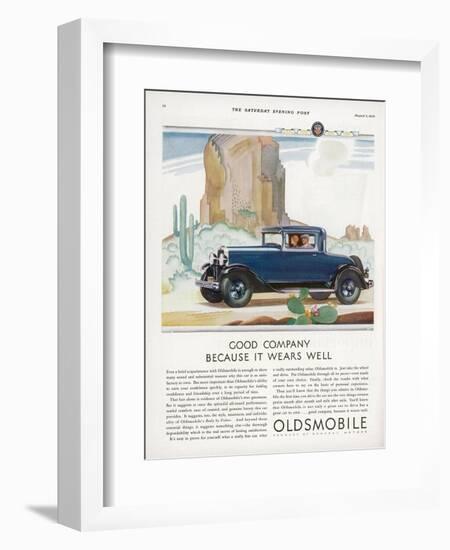 Driving Through the Western Desert in an Oldsmobile, A Great Car to Drive and a Great Car to Own-null-Framed Photographic Print