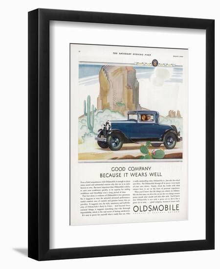 Driving Through the Western Desert in an Oldsmobile, A Great Car to Drive and a Great Car to Own-null-Framed Premium Photographic Print