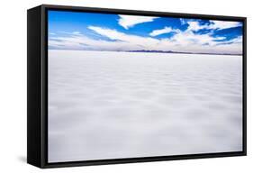 Driving Through Uyuni Salt Flats (Salar De Uyuni), Uyuni, Bolivia, South America-Matthew Williams-Ellis-Framed Stretched Canvas