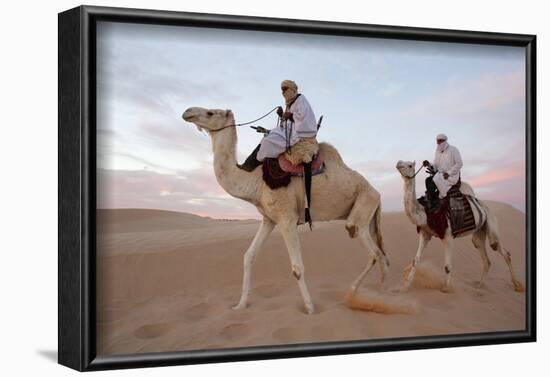 Dromedary riders in the Sahara, Douz, Kebili, Tunisia-Godong-Framed Photographic Print