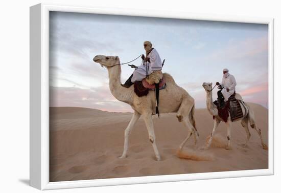 Dromedary riders in the Sahara, Douz, Kebili, Tunisia-Godong-Framed Photographic Print