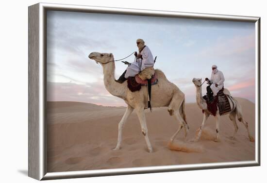 Dromedary riders in the Sahara, Douz, Kebili, Tunisia-Godong-Framed Photographic Print