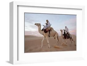 Dromedary riders in the Sahara, Douz, Kebili, Tunisia-Godong-Framed Photographic Print