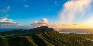 Sunset over Diamond Head in Honolulu, Hawaii-Drone Northwest-Photographic Print