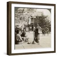 Drooping Clusters of Wisteria over a Tea House Porch, Kyoto, Japan, 1904-Underwood & Underwood-Framed Photographic Print