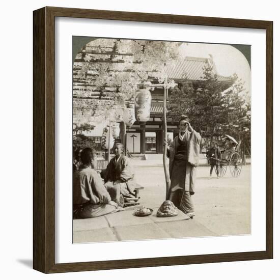 Drooping Clusters of Wisteria over a Tea House Porch, Kyoto, Japan, 1904-Underwood & Underwood-Framed Photographic Print