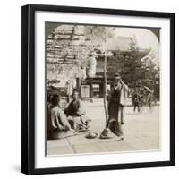 Drooping Clusters of Wisteria over a Tea House Porch, Kyoto, Japan, 1904-Underwood & Underwood-Framed Photographic Print