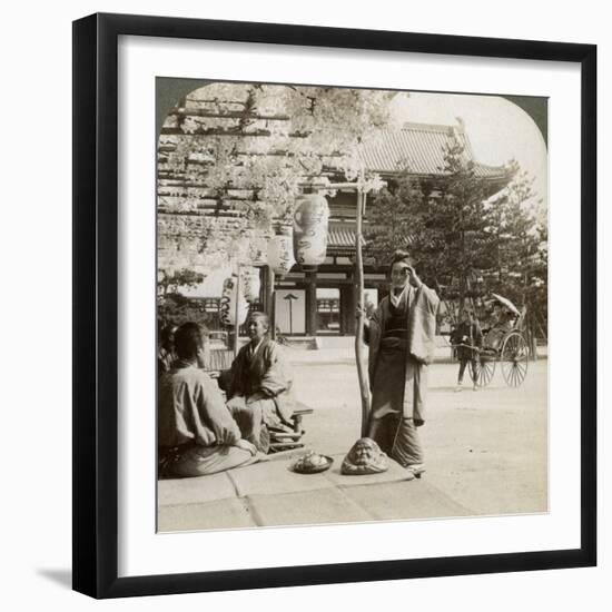 Drooping Clusters of Wisteria over a Tea House Porch, Kyoto, Japan, 1904-Underwood & Underwood-Framed Photographic Print