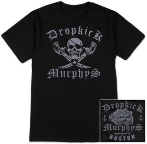 Dropkick Murphys T-Shirt Uomo Jolly Roger – Band Merch Ufficiale, Nero, Regular Fit