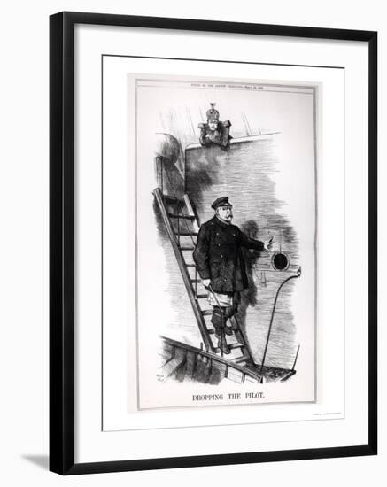 "Dropping the Pilot," Caricature of Otto Von Bismarck and Kaiser Wilhelm II-John Tenniel-Framed Giclee Print