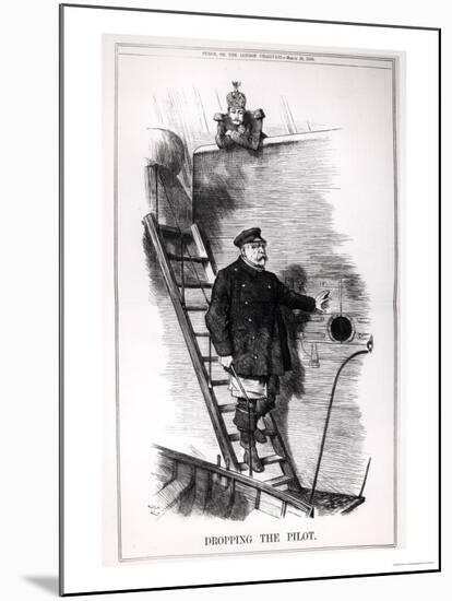 "Dropping the Pilot," Caricature of Otto Von Bismarck and Kaiser Wilhelm II-John Tenniel-Mounted Giclee Print