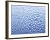 Drops of Water on Sheet of Glass with Blue Background-Marc O^ Finley-Framed Photographic Print