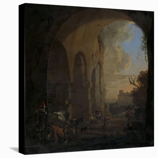 Drovers with Cattle under an Arch of the Colosseum in Rome-Jan Asselijn-Stretched Canvas