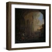 Drovers with Cattle under an Arch of the Colosseum in Rome-Jan Asselijn-Framed Art Print