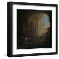 Drovers with Cattle under an Arch of the Colosseum in Rome-Jan Asselijn-Framed Art Print