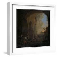 Drovers with Cattle under an Arch of the Colosseum in Rome-Jan Asselijn-Framed Art Print