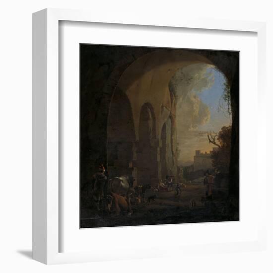 Drovers with Cattle under an Arch of the Colosseum in Rome-Jan Asselijn-Framed Art Print