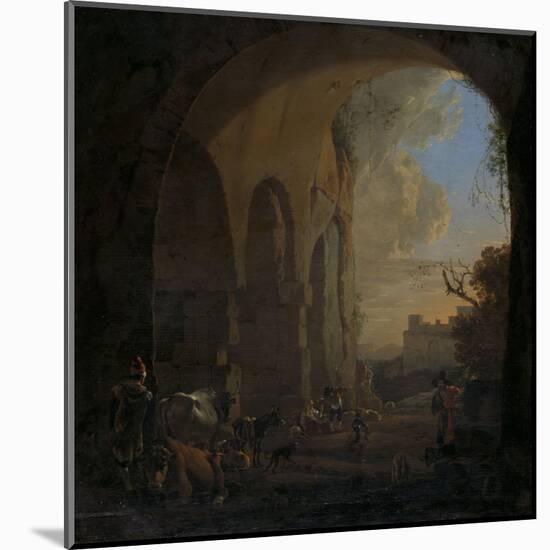 Drovers with Cattle under an Arch of the Colosseum in Rome-Jan Asselijn-Mounted Art Print