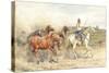 Droving Horses in the Roman Campagna (W/C on Paper)-Enrico Coleman-Stretched Canvas