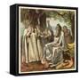 Druid Priests of Ancient Britain in Contemplative Mood in a Forest-Joseph Kronheim-Framed Stretched Canvas