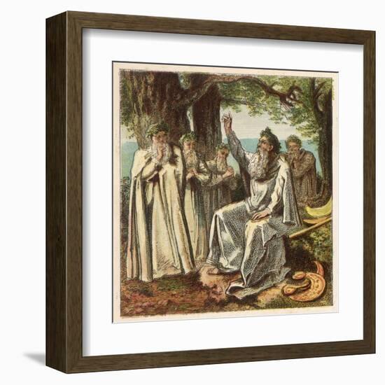 Druid Priests of Ancient Britain in Contemplative Mood in a Forest-Joseph Kronheim-Framed Art Print