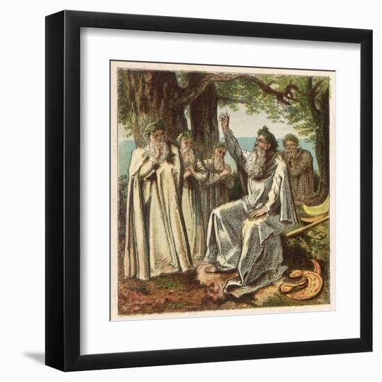 Druid Priests of Ancient Britain in Contemplative Mood in a Forest-Joseph Kronheim-Framed Art Print