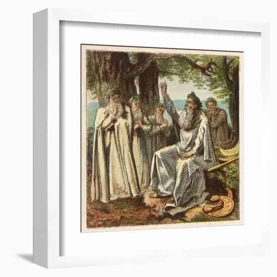 Druid Priests of Ancient Britain in Contemplative Mood in a Forest-Joseph Kronheim-Framed Art Print