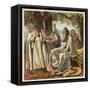 Druid Priests of Ancient Britain in Contemplative Mood in a Forest-Joseph Kronheim-Framed Stretched Canvas