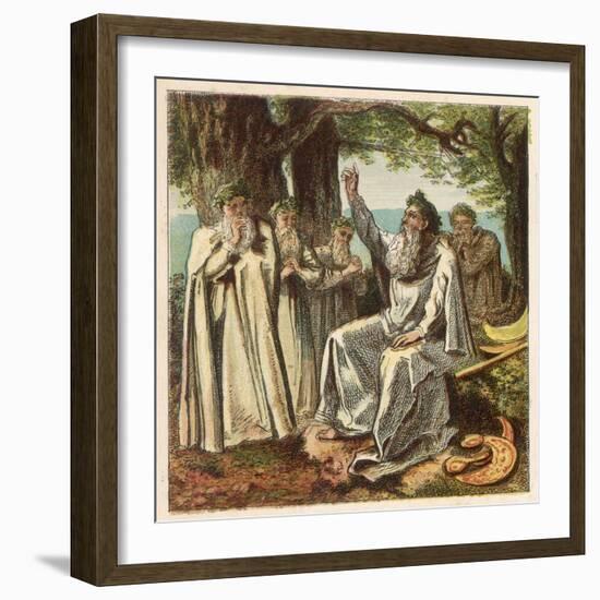 Druid Priests of Ancient Britain in Contemplative Mood in a Forest-Joseph Kronheim-Framed Art Print