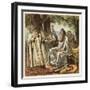 Druid Priests of Ancient Britain in Contemplative Mood in a Forest-Joseph Kronheim-Framed Art Print