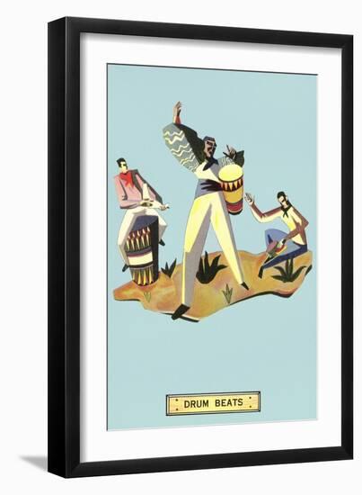 Drum Beats, Stylized Latin Drummers-Found Image Press-Framed Giclee Print