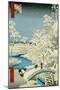 Drum Bridge and Setting Sun Hill at Meguro, from the Series "100 Views of Edo"-Ando Hiroshige-Mounted Giclee Print