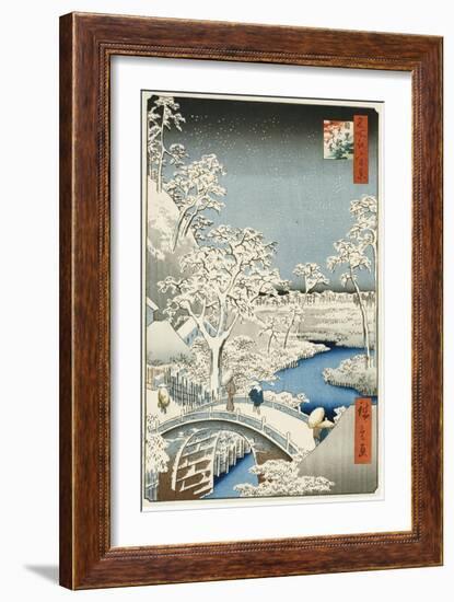 Drum Bridge and 'setting Sun' Hill, Meguro-Ando Hiroshige-Framed Giclee Print