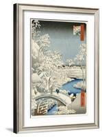 Drum Bridge and 'setting Sun' Hill, Meguro-Ando Hiroshige-Framed Giclee Print