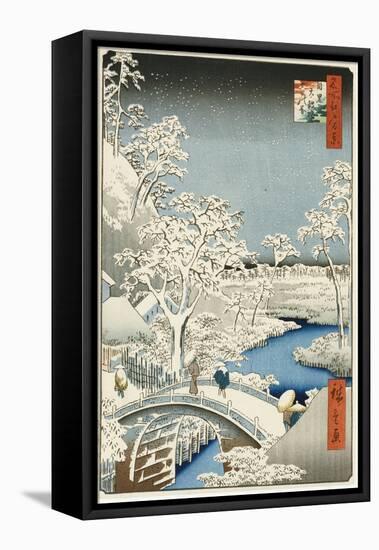 Drum Bridge and 'setting Sun' Hill, Meguro-Ando Hiroshige-Framed Stretched Canvas