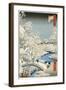 Drum Bridge and 'setting Sun' Hill, Meguro-Ando Hiroshige-Framed Giclee Print