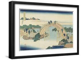 Drum Bridge at Kameidotenjin Shrine, 1833-1834-Katsushika Hokusai-Framed Giclee Print