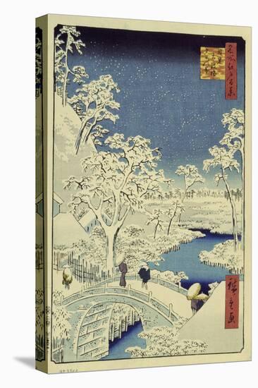 Drum Bridge Near Meguro, 1856-58-Ando Hiroshige-Stretched Canvas