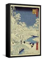 Drum Bridge Near Meguro, 1856-58-Ando Hiroshige-Framed Stretched Canvas