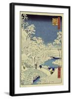 Drum Bridge Near Meguro, 1856-58-Ando Hiroshige-Framed Giclee Print