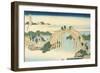 Drum Bridge of Kameido Tenjin Shrine, Series Wondrous Views of Famous Bridges, 19th century-Katsushika Hokusai-Framed Giclee Print