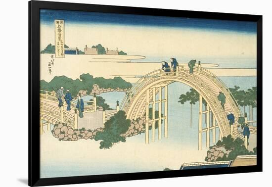 Drum Bridge of Kameido Tenjin Shrine, Series Wondrous Views of Famous Bridges, 19th century-Katsushika Hokusai-Framed Giclee Print