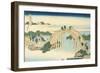 Drum Bridge of Kameido Tenjin Shrine, Series Wondrous Views of Famous Bridges, 19th century-Katsushika Hokusai-Framed Premium Giclee Print