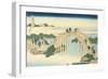 Drum Bridge of Kameido Tenjin Shrine, Series Wondrous Views of Famous Bridges, 19th century-Katsushika Hokusai-Framed Premium Giclee Print