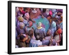 Drum in Temple During Holi Festival, Mathura, Uttar Pradesh, India-Peter Adams-Framed Photographic Print