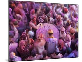 Drum in Temple During Holi Festival, Mathura, Uttar Pradesh, India-Peter Adams-Mounted Photographic Print