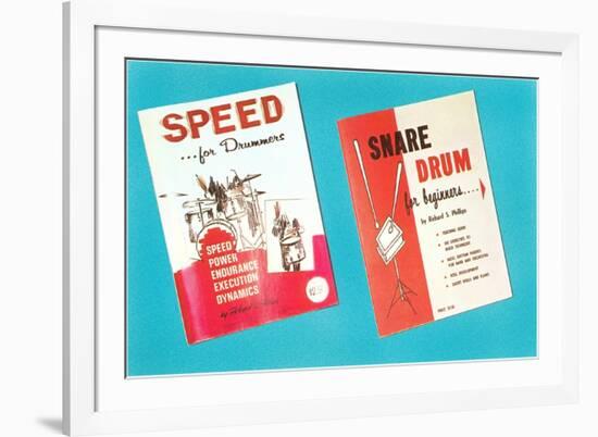 Drum Instruction Books, Retro-null-Framed Art Print