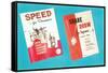 Drum Instruction Books, Retro-null-Framed Stretched Canvas